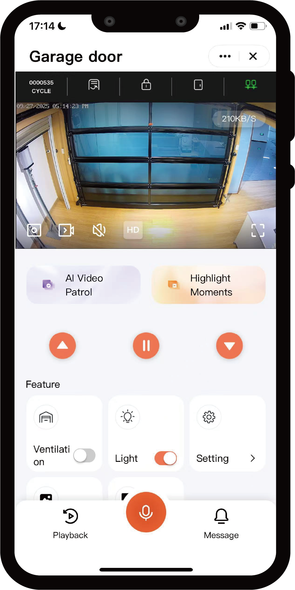 DoorLiftIQ SmartLife app — garage door control screen
